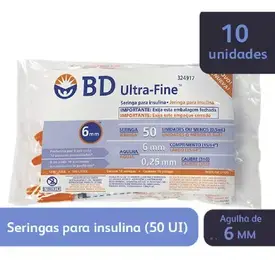 Seringa de Insulina BD Ultra-Fine 6x0,25mm 50UI - 10 Unidades