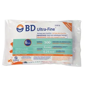 Seringa de Insulina BD Ultra-Fine 6mm 100UI - 10 Unidades
