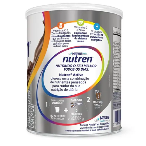 Complemento Alimentar Nutren Active Sabor Chocolate 400g - Nestlé