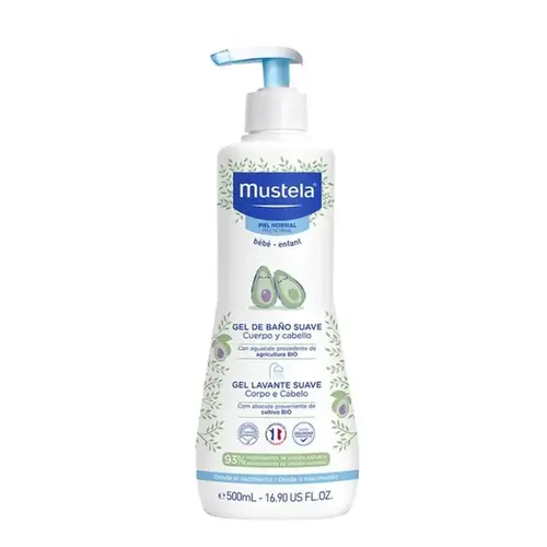 Gel de Banho Infantil Mustela Bebê Suave Corpo e Cabelo 500ml