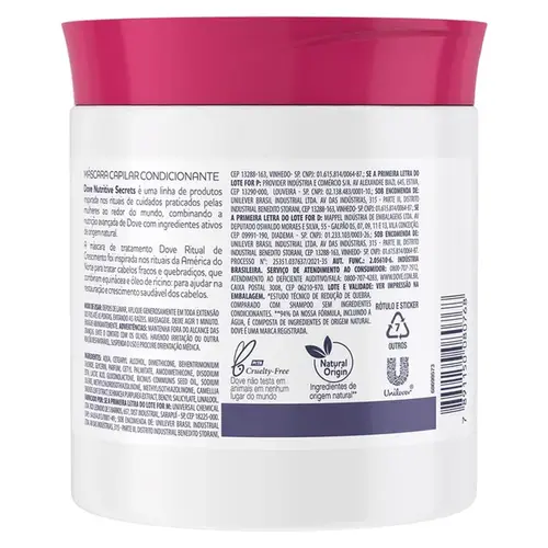 Máscara Capilar Dove Ritual Crescimento 1 Minuto 500g