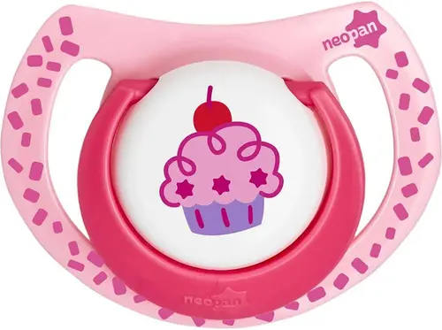 Chupeta Neopan Cupcake Rosa Silicone Bico Ortodôntico Nº2 +6 Meses - 1 Unidade