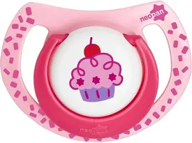 Chupeta Neopan Cupcake Rosa Silicone Bico Ortodôntico Nº2 +6 Meses - 1 Unidade