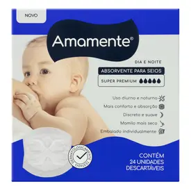 Absorvente para Seios Amamente Cuidado Dia e Noite 24 Unidades