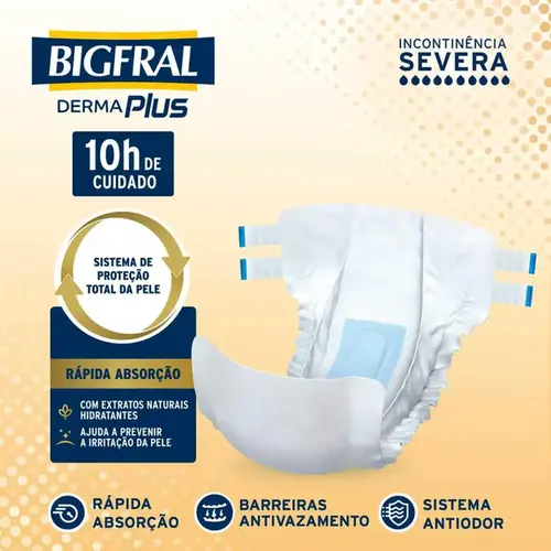 Fralda Geriatrica Bigfral Derma Plus G Unissex 16 Unidades