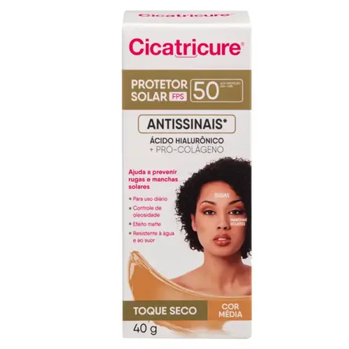 Protetor Solar Facial Cicatricure Antissinais FPS50 Cor Média 40g
