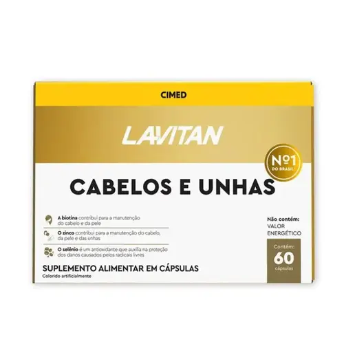 Suplemento Alimentar Lavitan Cabelos E Unhas 60 Cápsulas