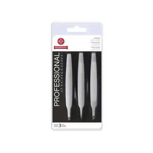 Kit Pinça de Sobrancelha Mundial BC-394 Profissional Aço 3 Unidades
