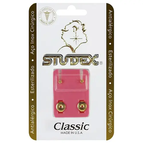 Brinco Studex Tiffany Cristal Dourado 1 Par
