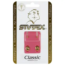 Brinco Studex Tiffany Cristal Dourado 1 Par