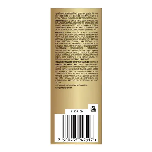 Tônico Capilar Pantene Biotinamina B3 Antiqueda+ 52ml