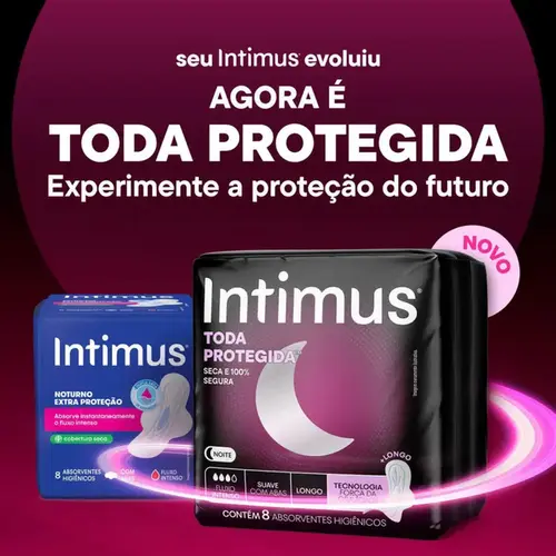 Absorvente Intimus Noturno Toda Protegida Suave com Abas 8 Unidades