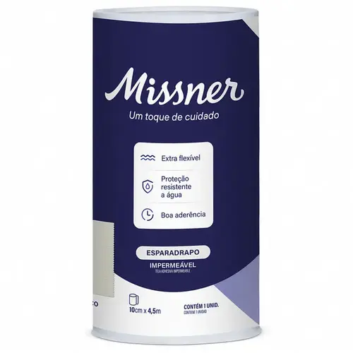Esparadrapo Impermeável Missner Branco 10cm x 4,5m - 1 Unidade