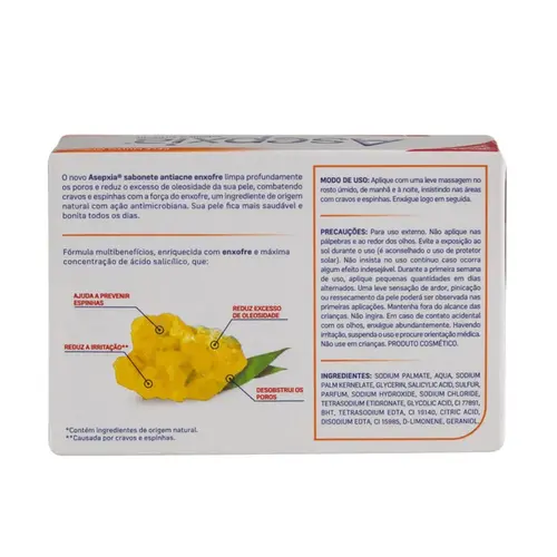 Sabonete em Barra Antiacne Asepxia Enxofre 80g