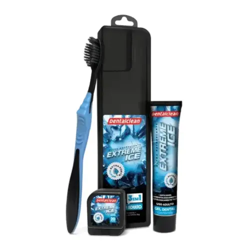 Kit de Higiene Bucal Dentalclean Extreme Ice - 1 Escova Dental + 1 Fio Dental 25 Metros + Creme Dental Menta 50g