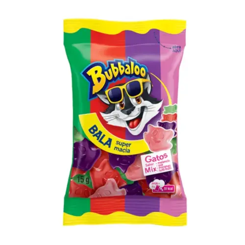 Bala Bubbaloo Gatos Sabores Mix 15g