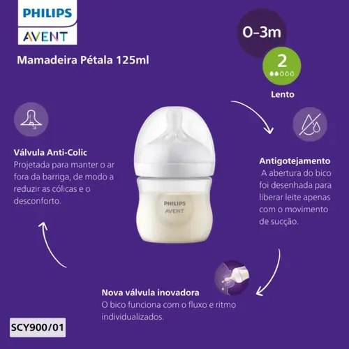 Mamadeira Philips Avent Pétala 0-3 Mêses 125ml 1 Unidade
