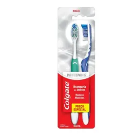 Escova de Dente Colgate Whitening Macia Cabeça Compacta - 2 Unidades