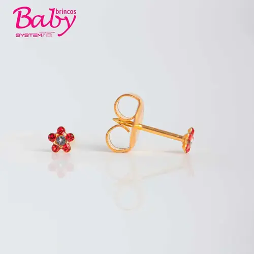Brinco Infantil Antialérgico Studex Baby - Daisy Cristal Ruby - 1 Par