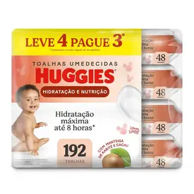 Lenço Umedecido Huggies Hidratação e Nutrição Contra Assaduras 192 Unidades