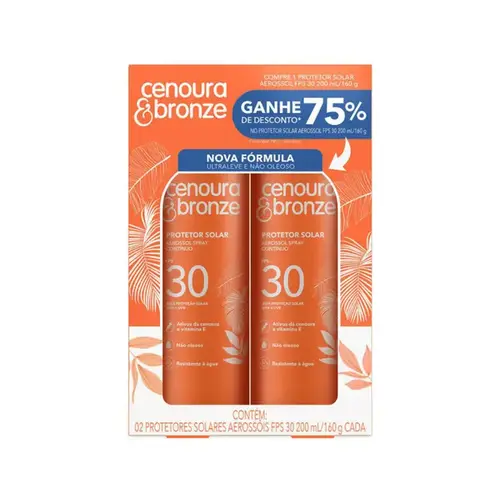 Kit Protetor Solar Corporal Cenoura & Bronze Aerossol FPS30 200ml 2 Unidades