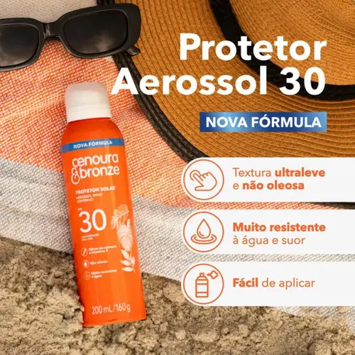 Kit Protetor Solar Corporal Cenoura & Bronze Aerossol FPS30 200ml 2 Unidades