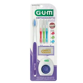 Kit Gum Ortodôntico Escova Dental 1 Unidade + Escova Interdental 3 Unidades + Fio Dental + Cera