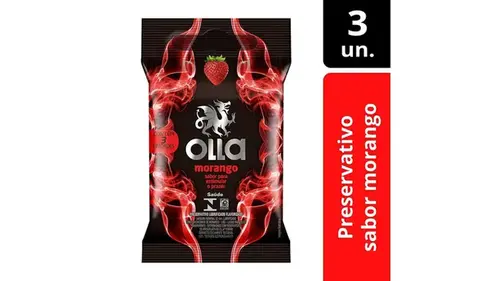 Preservativo Olla Morango 3 Unidades