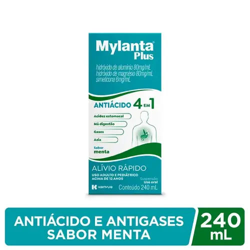 Mylanta Plus Sabor Menta 240ml Suspensão Oral