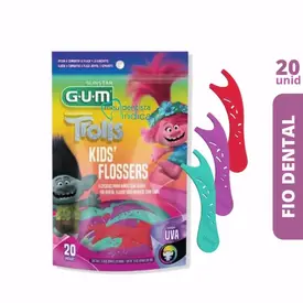 Fio Dental Cabo Infantil Gum Flosser Trolls 20 Unidades