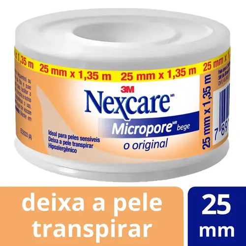 Fita Micropore Nexcare Original Bege 25mm x 1,35m - 1 Unidade