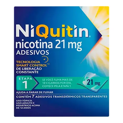 NiQuitin Adesivo 21mg 7 Adesivos Transdérmicos - Etapa 1