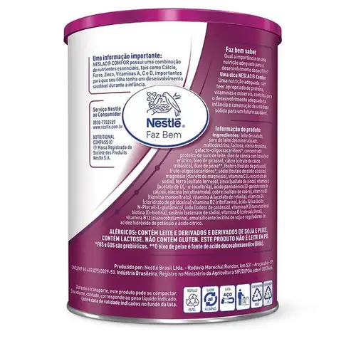 Composto Lácteo NESLAC Comfor 800g - 3 a 5 Anos - Nestlé