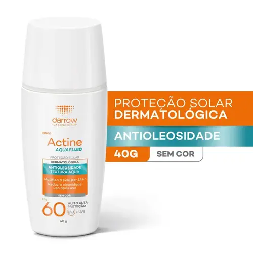 Protetor Solar Facial Darrow Actine Aquafluid FPS 60 Sem Cor 40g