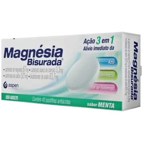 Magnésia Bisurada Sabor Menta 40 pastilhas