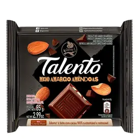 Chocolate Garoto Talento Meio Amargo Amêndoas 85g
