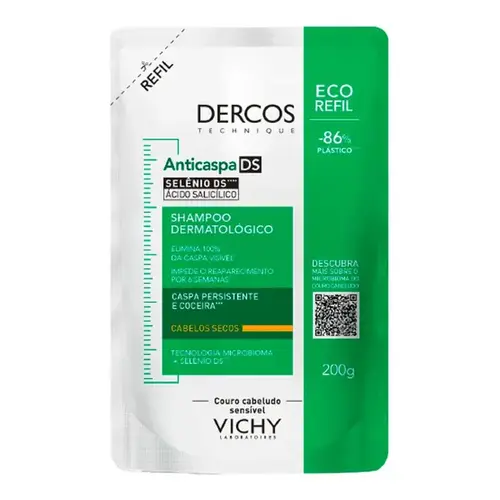 Shampoo Vichy Dercos Anticaspa DS Intensivo Cabelos Secos Refil 200g