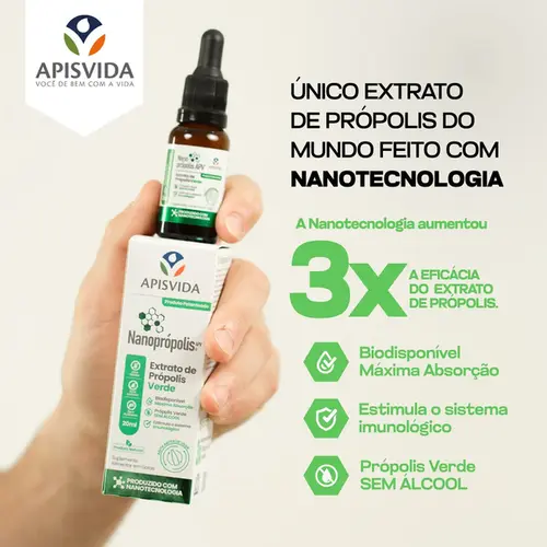 Nanopropolis Extrato de Própolis Verde Apis Vida 30ml