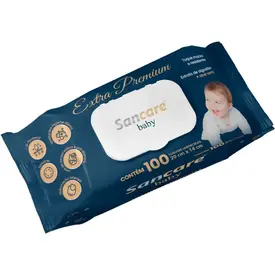 Toalha Umedecida Extra Premium 100 Unidades Sancare