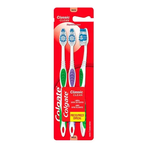 Escova de Dente Colgate Classic Clean 3 Unidades
