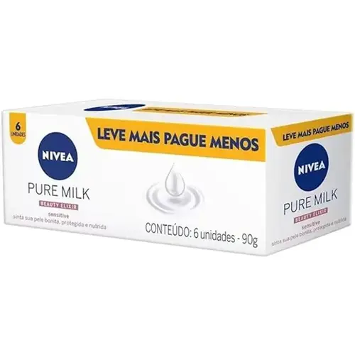 Kit Sabonete em Barra Nivea Pure Milk com 6 Unidades 90g Cada