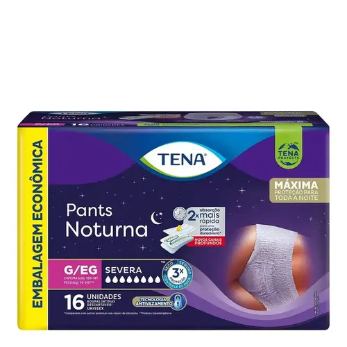 Roupa Íntima Descartável Tena Pants Noturna G/EG Unissex 16 Unidades