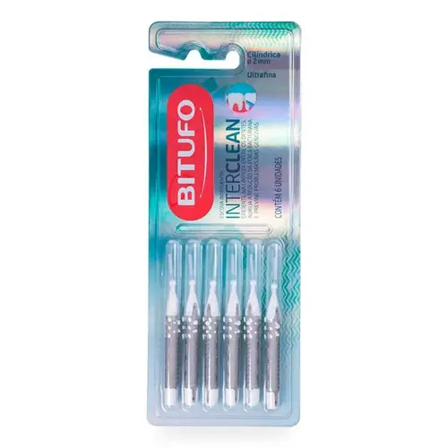 Escova InterDental Bitufo Interclean Ultrafina Cilíndrica 2mm 6 Unidades