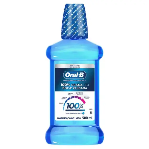 Enxaguante Bucal Oral B 100% de Sua Boca Sem Álcool 500ml