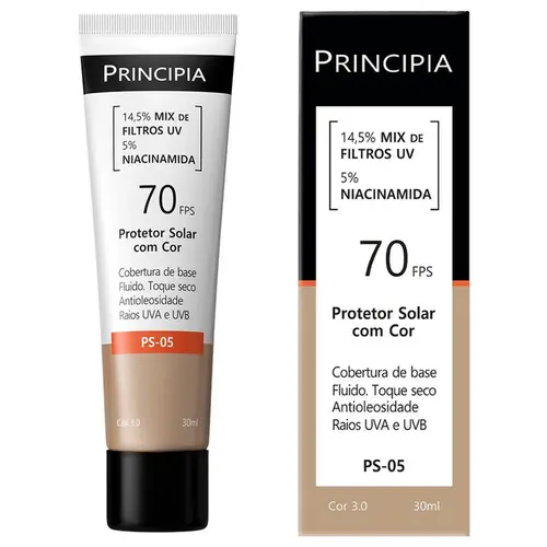 Protetor Solar Facial Principia PS-05 FPS 70 Toque Seco Cor 3.0 30ml