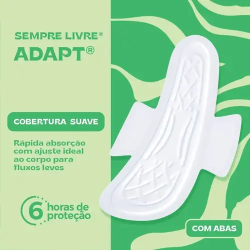 Absorvente Sempre Livre Adapt Suave com Abas 8 Unidades