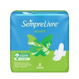 Absorvente Sempre Livre Adapt Suave com Abas 8 Unidades