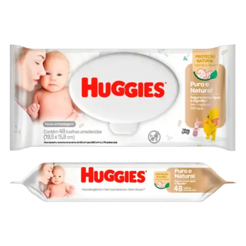 Lenço Umedecido Huggies Puro e Natural 48 Unidades
