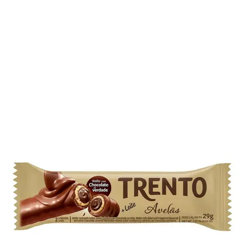 Chocolate Wafer Trento Avelã 38% Cacau 29g