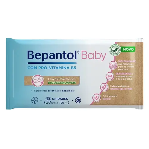 Lenços Umedecidos Bepantol Baby Biodegradáveis 48 Unidades